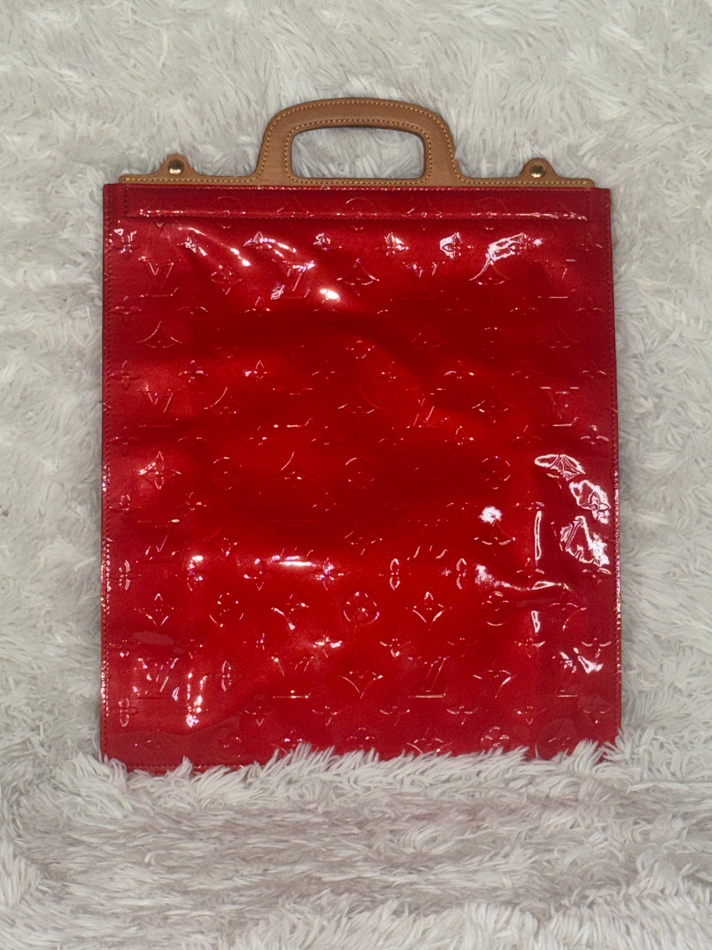 Louis Vuitton Monogram Red Vernis Stanton Vertical Handbag