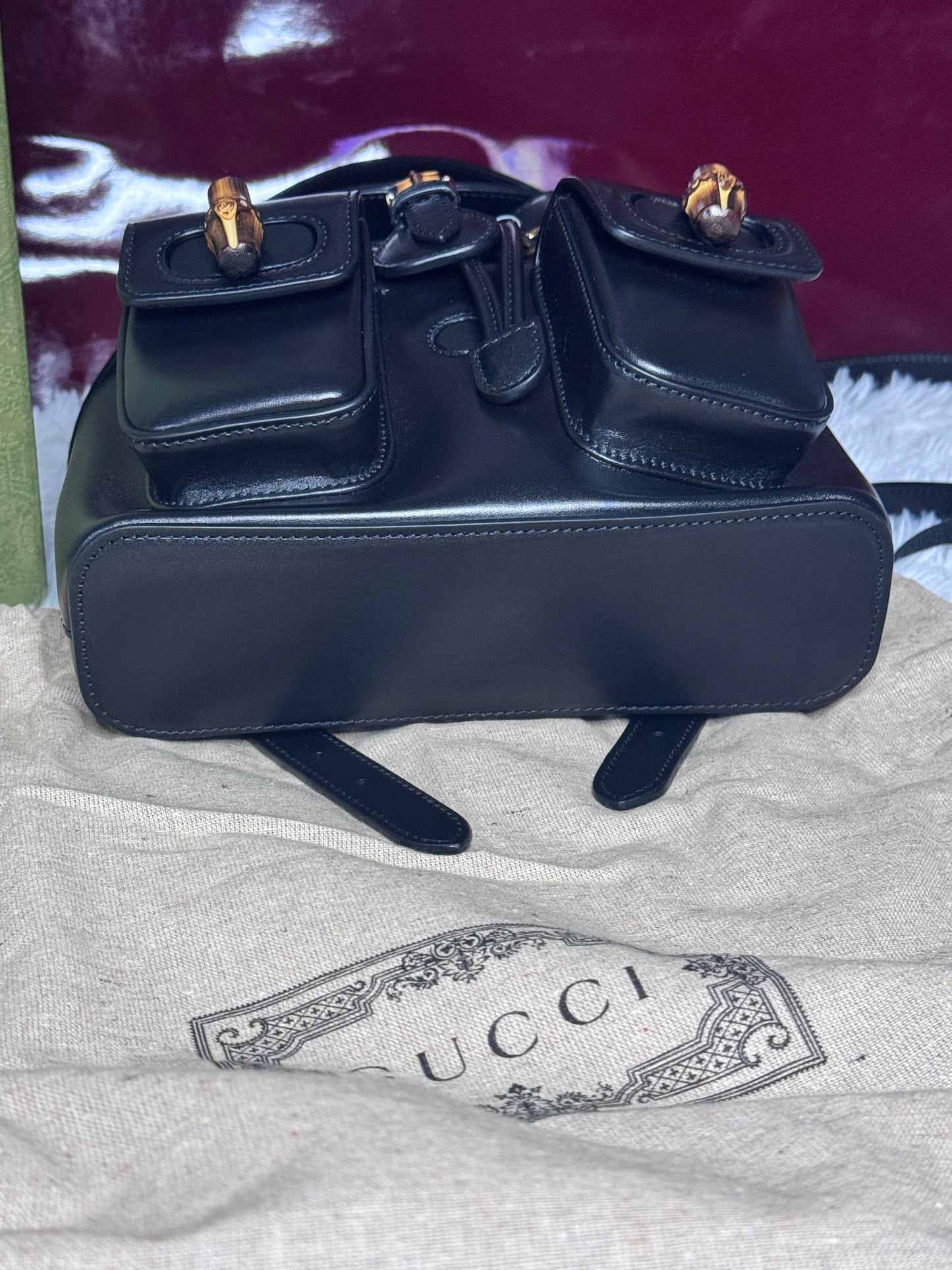 Gucci Bamboo Rucksack Small Black Leather Backpack